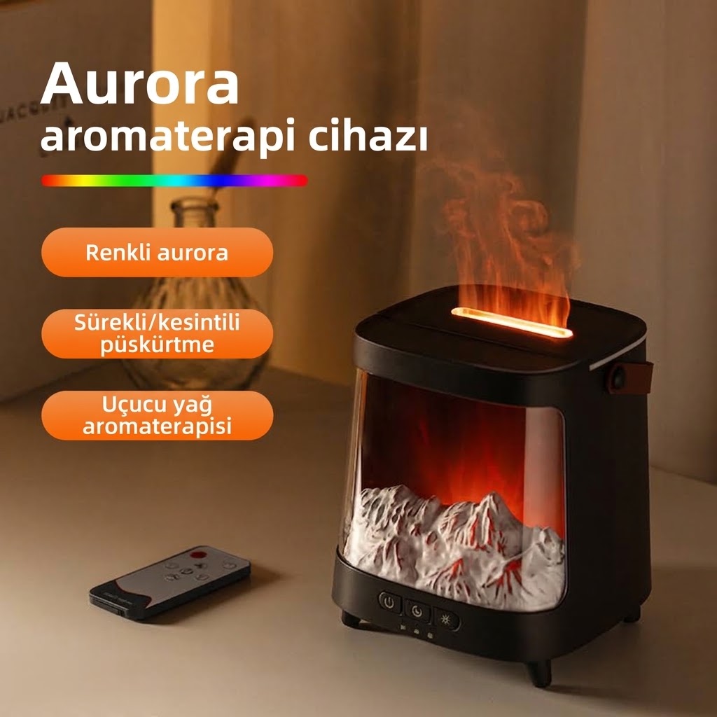 Volkan Hava Nemlendirici 200ML Çok Renkli LED Gece Lambası Ultrasonik