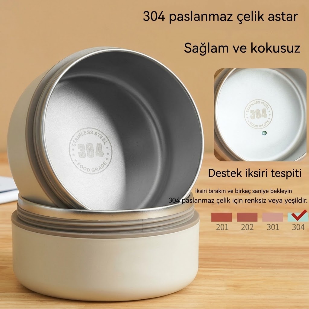 Paslanmaz Çelik Yemek Termosu Isı Yalıtımlı  4 LÜ Set 304 Çelik Kılıflı Çantalı